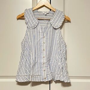 Striped Blue and White Sleeveless Top